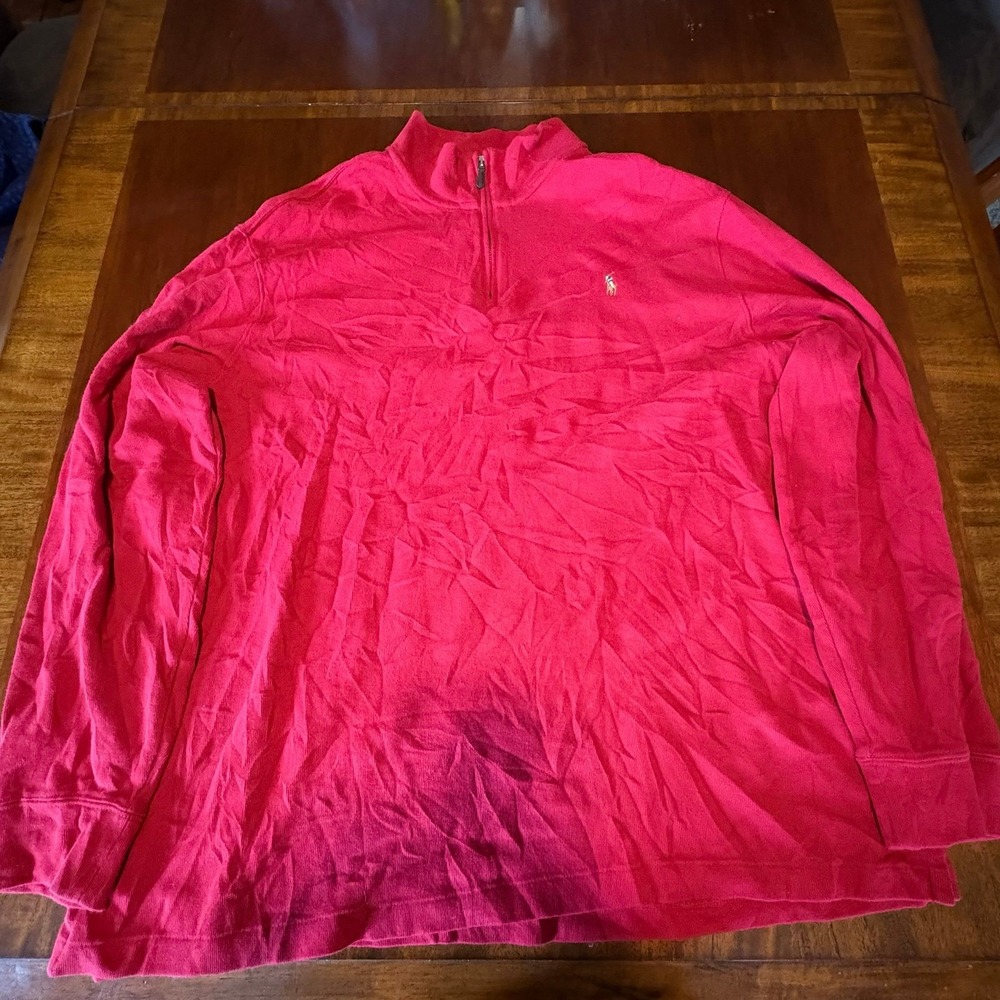 Polo Ralph Lauren Estate Rib Quarter Zip Flesh Pony Pullover Sweater XXL Red